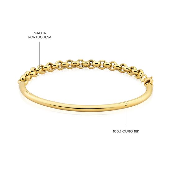 bracelete mizzelato em ouro 18k com portuguesa