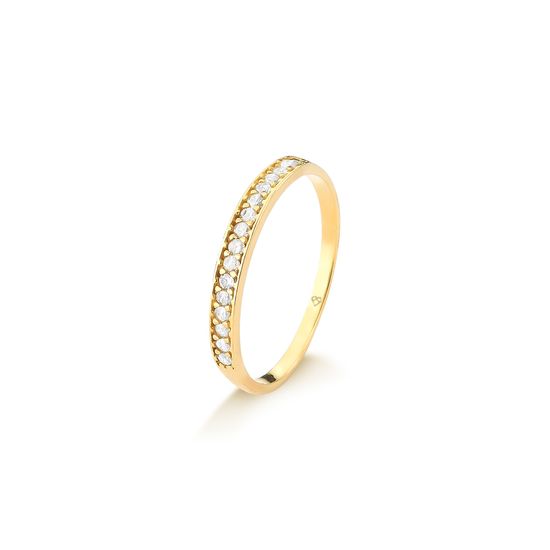 anel feminino com 16 pontos de diamantes em ouro 18k