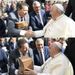 papa francisco recebendo sua cuia missioneira de chimarrão fluiarte