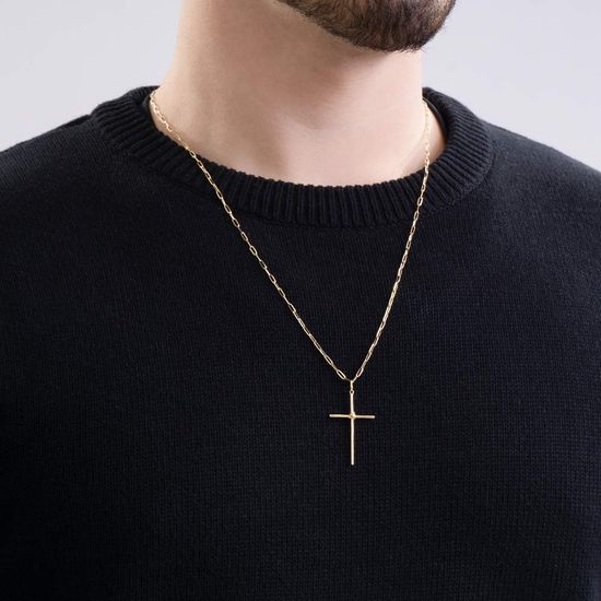 Crucifixo Liso em Ouro 18K com Design Slim