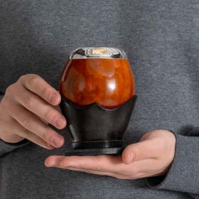 cuia de chimarrão com bocal em prata personalizável