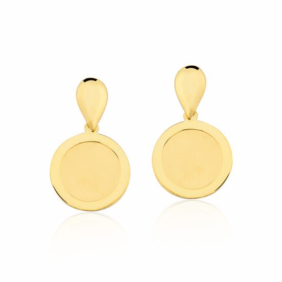 Brinco Feminino Gota Com Balanco Redondo Em Ouro 18k