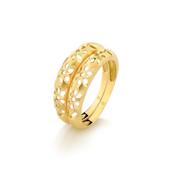 Par De Aparador De Alianca Em Ouro 18k Com Detalhes Floreados