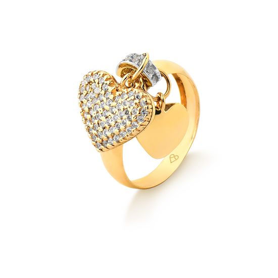 Anel-Feminino-Com-Pingentes-De-Coracao-Em-Ouro-18k
