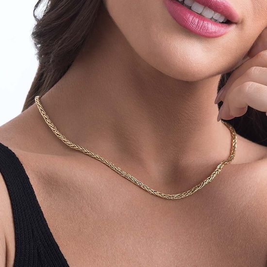 colar feminino em ouro 10k malha palmeira