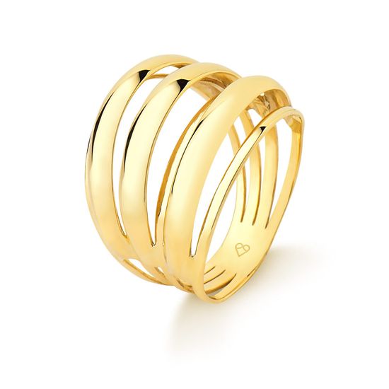 Anel Com Aros Lisos em Ouro Amarelo 18k