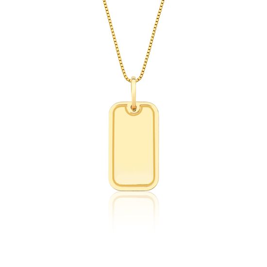 Pingente de Ouro 18k Personalizavel Retangular