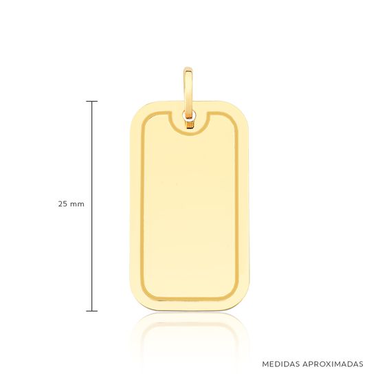 Pingente de Placa para Personalizacao em Ouro 18k Medidas