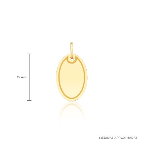 Pingente Oval em Ouro 18k para Personalizar - Medidas