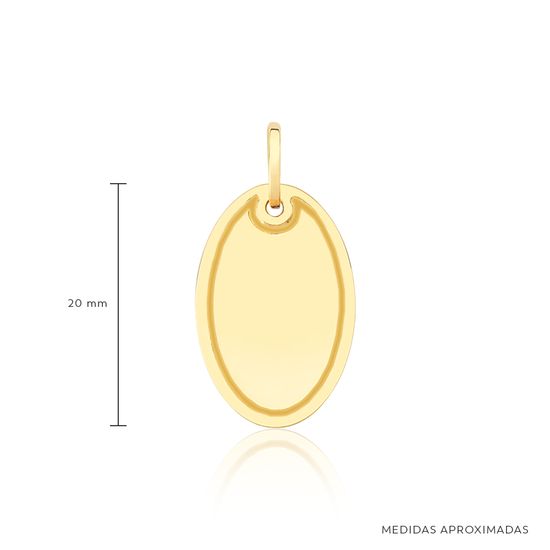 Pingente Oval para Gravacao em Ouro 18k - Medidas