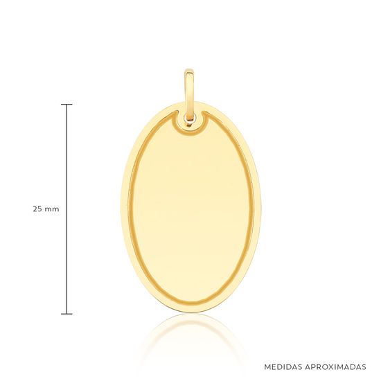 Pingente de Ouro Amarelo 18k com Placa para Personalizacao - Medidas