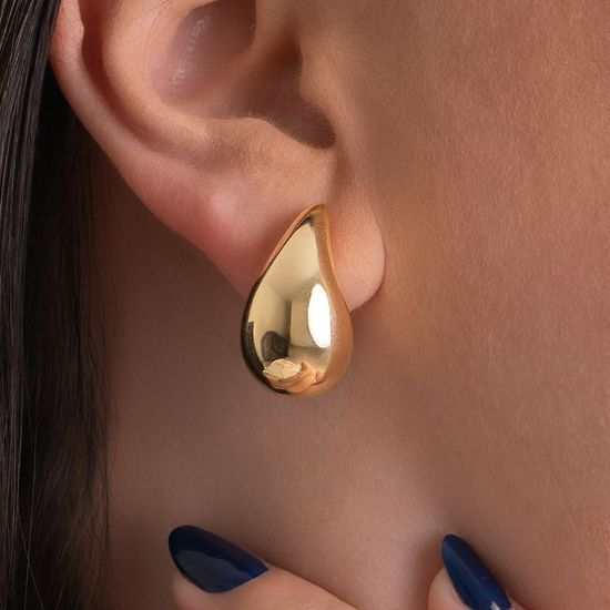 Brinco-gota-organico-em-ouro-18k