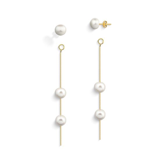Brinco Extensor em Perola Biwa e Ouro 18k