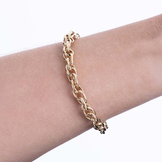 Pulseira-Feminina-Portuguesa-Elos-Entrelacados-Em-Ouro