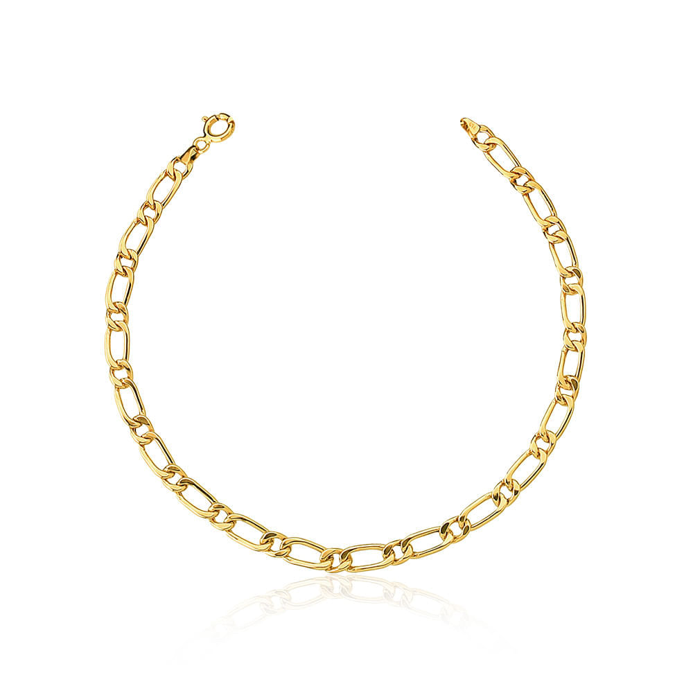 Pulseira Fígaro 1x1 de 4.1mm em Ouro 18K